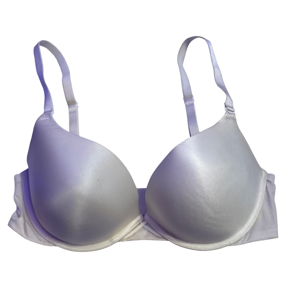 Ambrielle Push Up Plunge Bra White Padded Underwire Adjustable Straps 36D